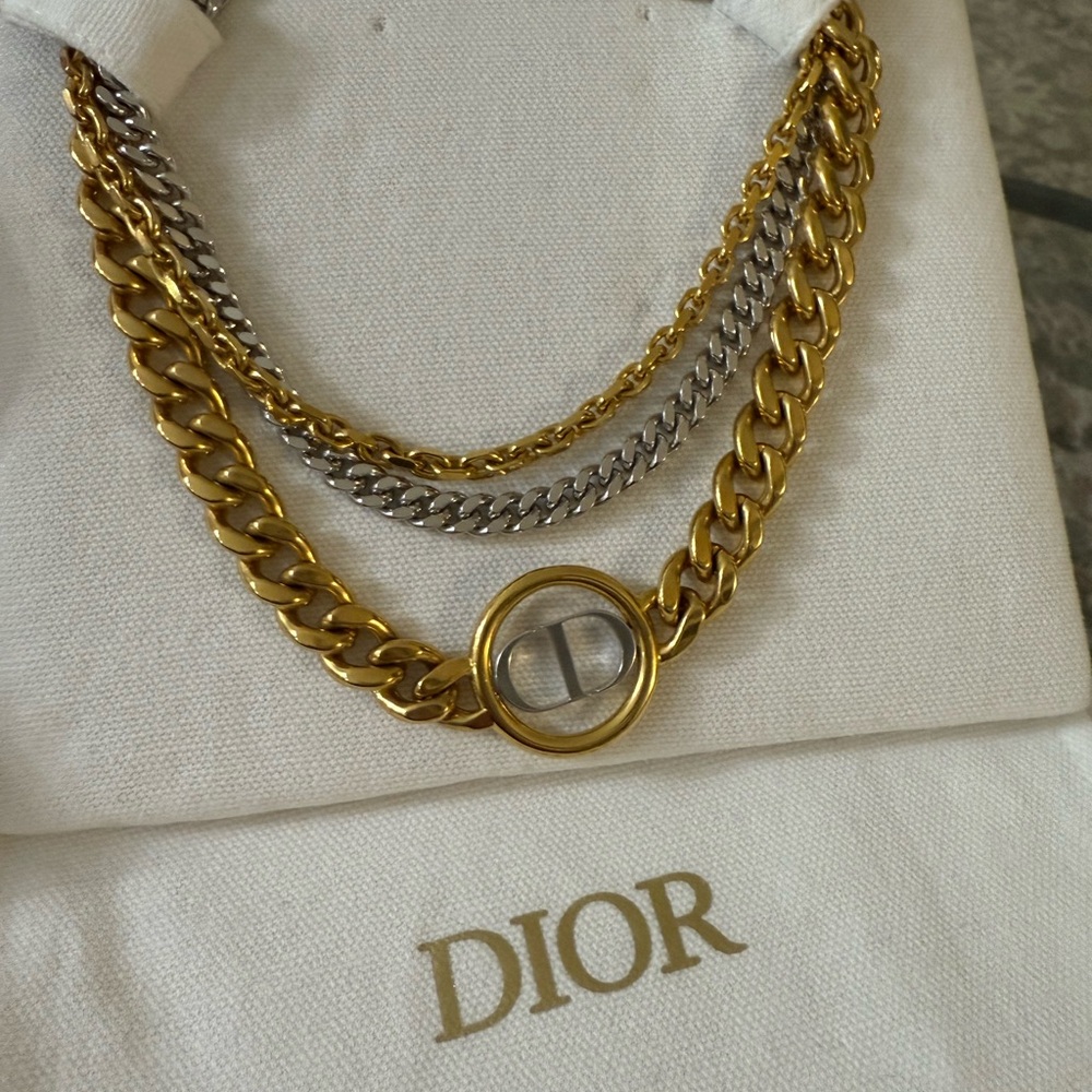 Dior Gold and Silver Chunky Chain Necklaces - Picture 2 of 4